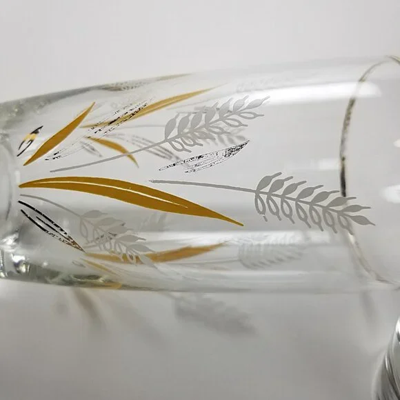 Libby Wheat Spray Cocktail Glasses, White and Gold Wheat Tumblers, Circa 1960 - Picture 14 of 15